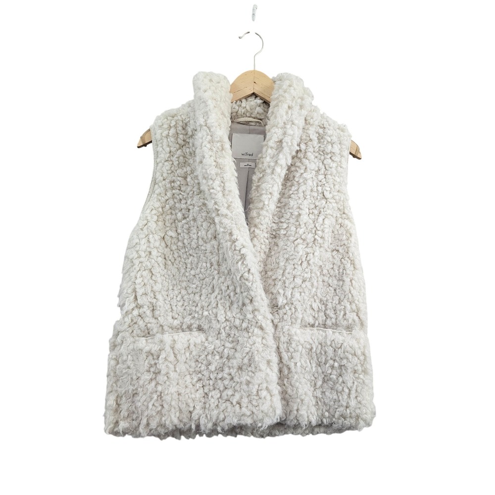 Aritzia Wilfred‎ Courcelle Faux Fur Sherpa Vest Womens XS Ivory Teddy Textured